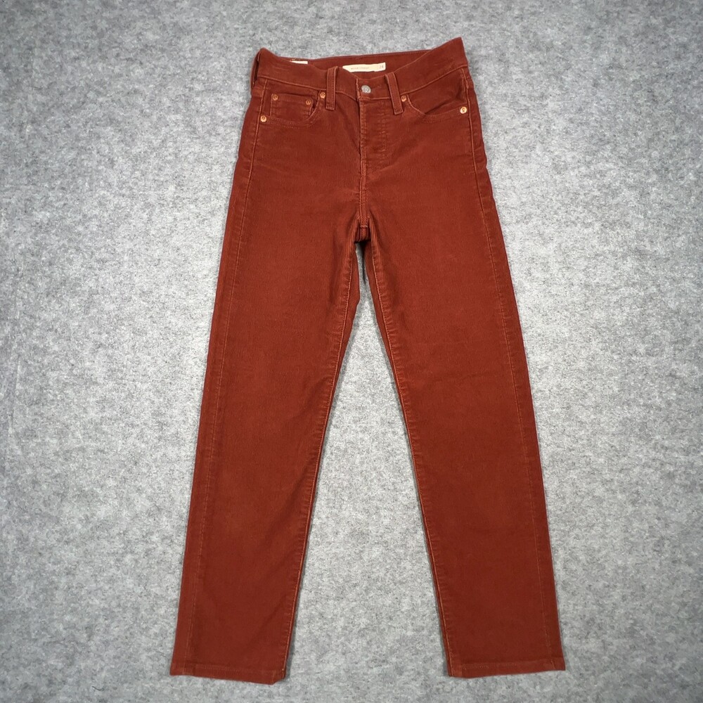 Levis Jeans Womens 24 Rust Brown Corduroy High Rise Wedgie Straight  Button Fly